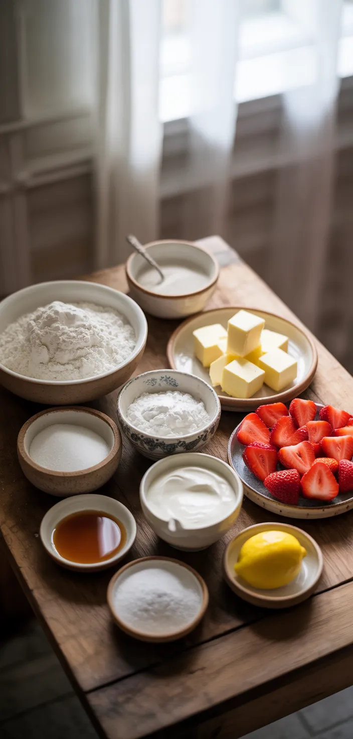 Ingredients photo for How To Make Strawberry Shortcake From The Food Charlatan. Recipe