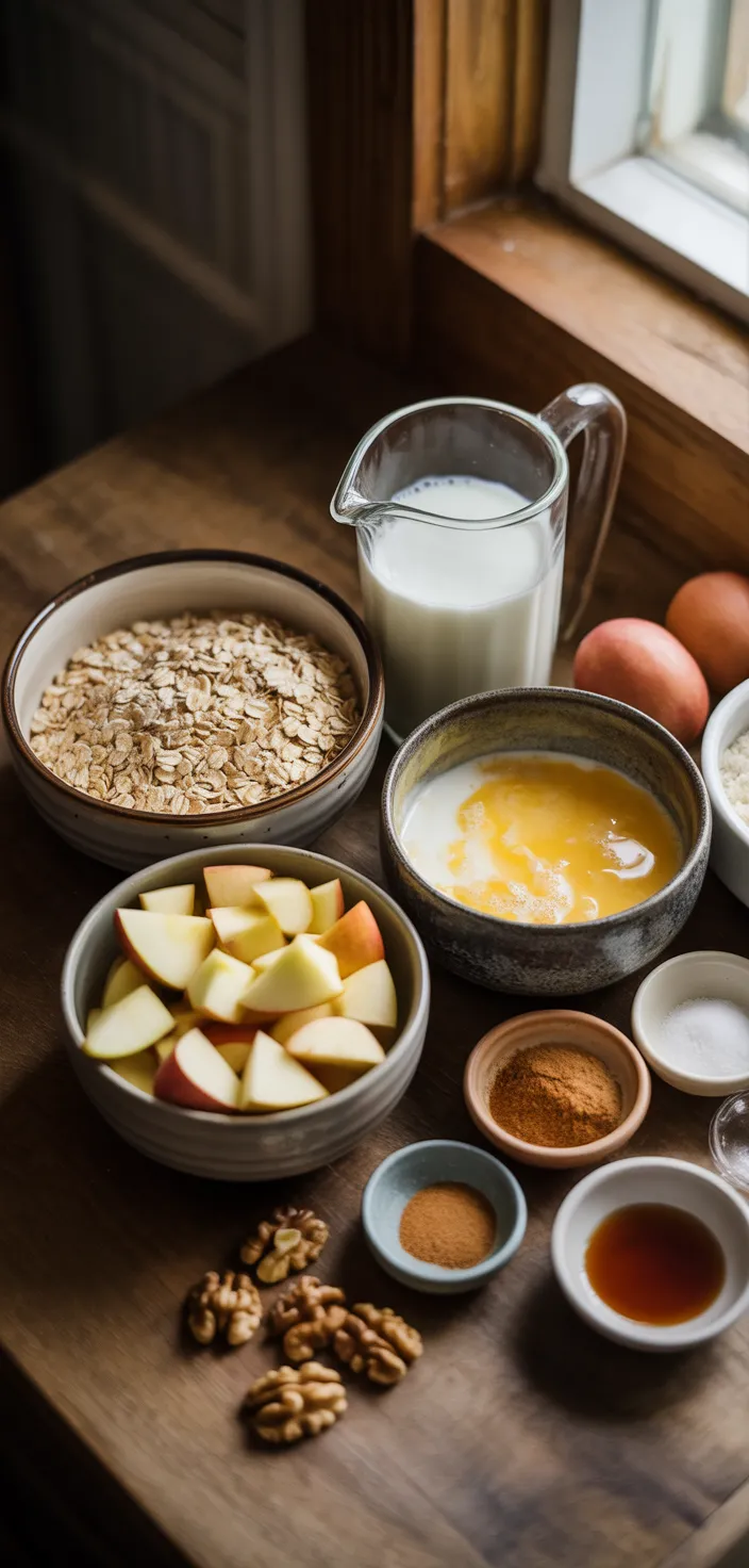 Ingredients photo for Oatmeal Apple Breakfast Bake Recipe