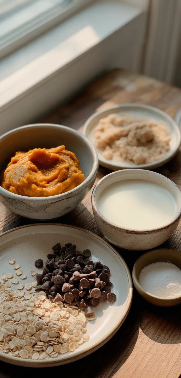 Ingredients photo for Pumpkin Chocolate Chip Oatmeal Muffins Recipe