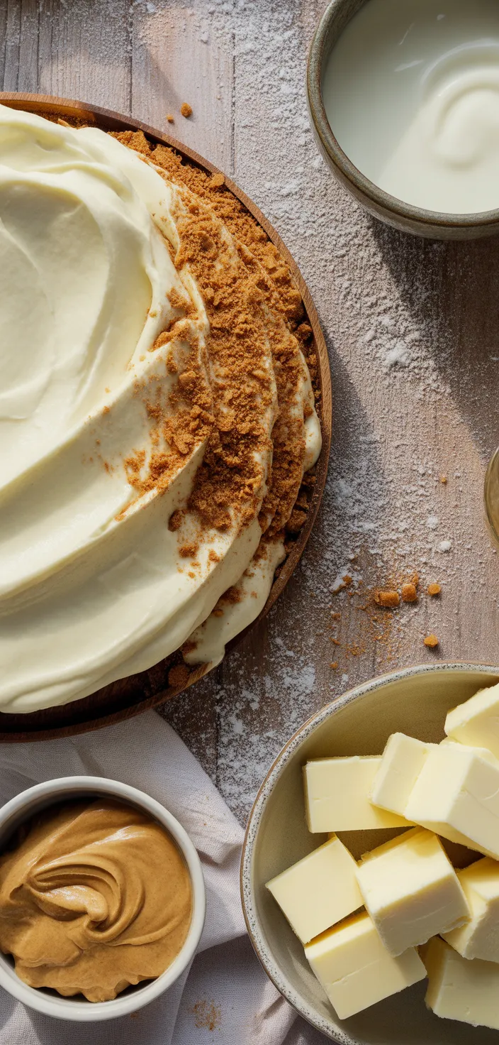 Ingredients photo for White Chocolate Biscoff Swirl Cheesecake! Recipe