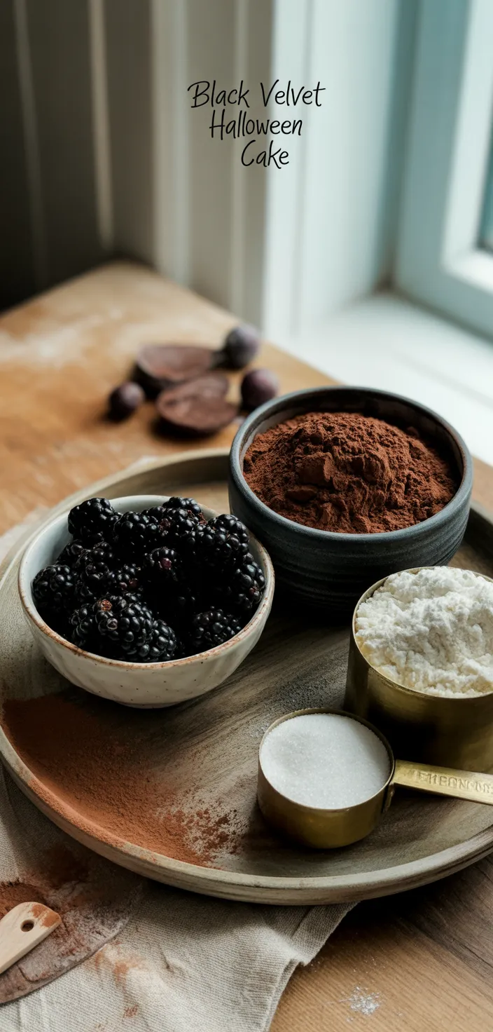 Ingredients photo for Black Velvet Halloween Cake  Recipe