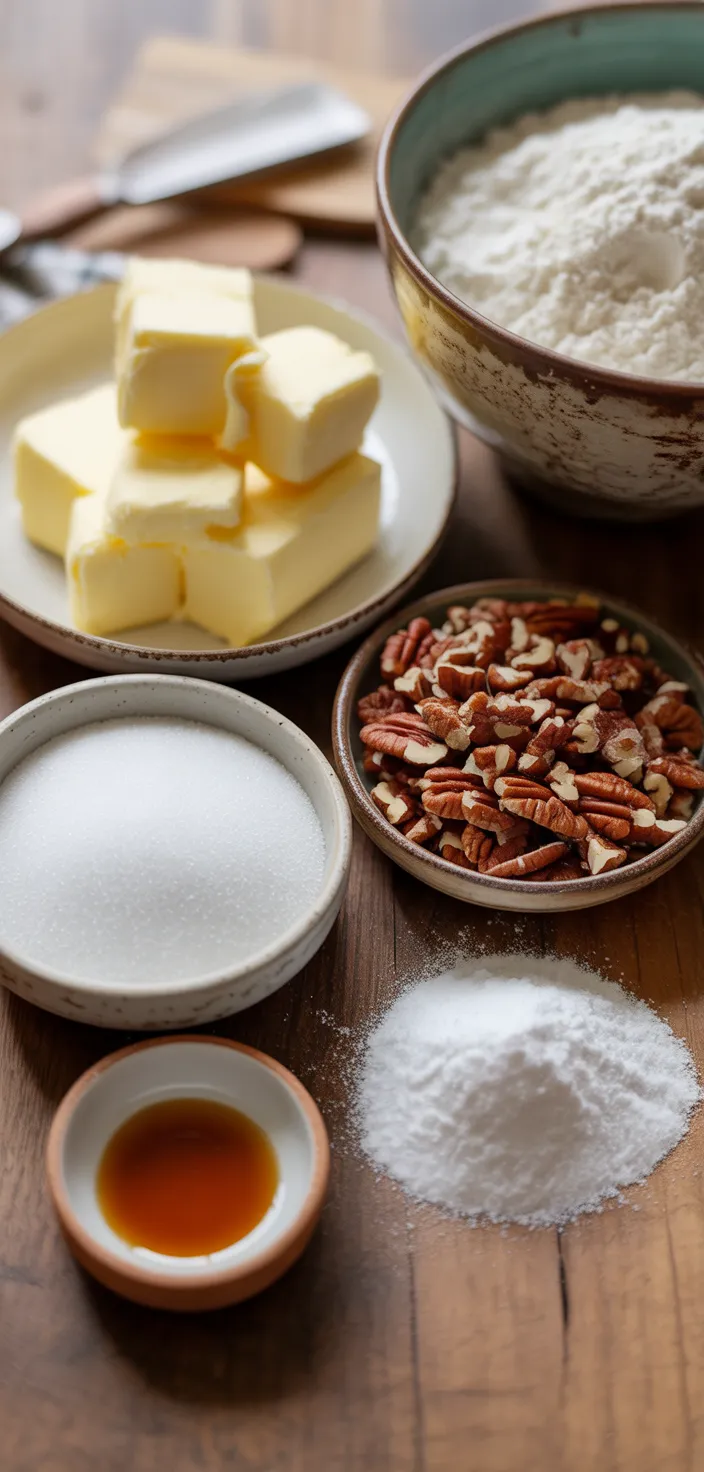 Ingredients photo for Butter Snowballs Cookies Recipe