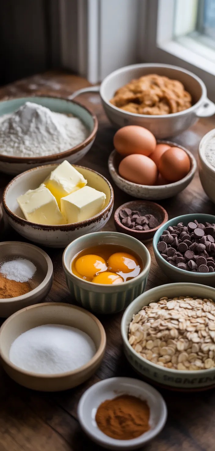 Ingredients photo for Chewy Oatmeal Chocolate Chip Cookies Recipe