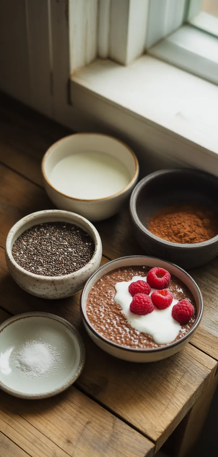 Ingredients photo for Chocolate Chia Pudding Recipe