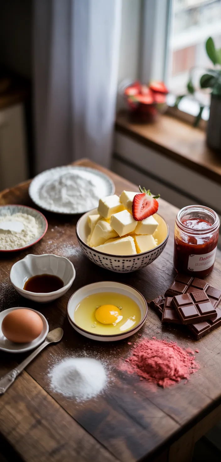 Ingredients photo for Chocolate Covered Strawberry Cookies Perfect For Your Sweetheart Recipe