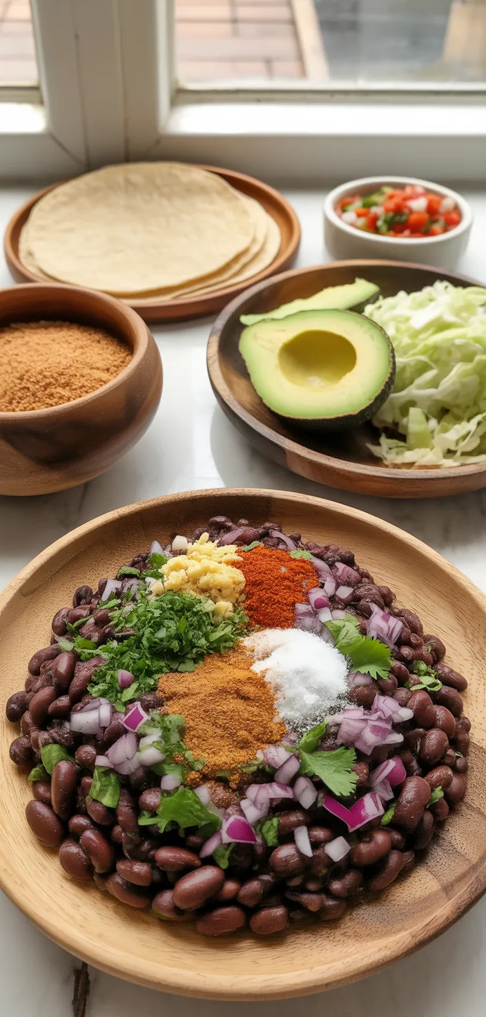 Ingredients photo for Crispy Black Bean Tacos (EASY + QUICK + Vegetarian) Recipe