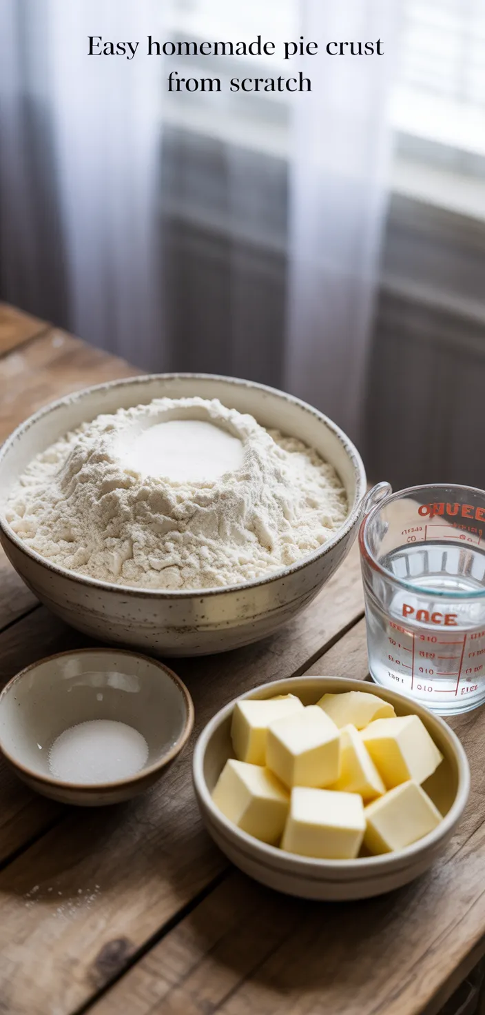 Ingredients photo for Easy Homemade Pie Crust From Scratch Recipe