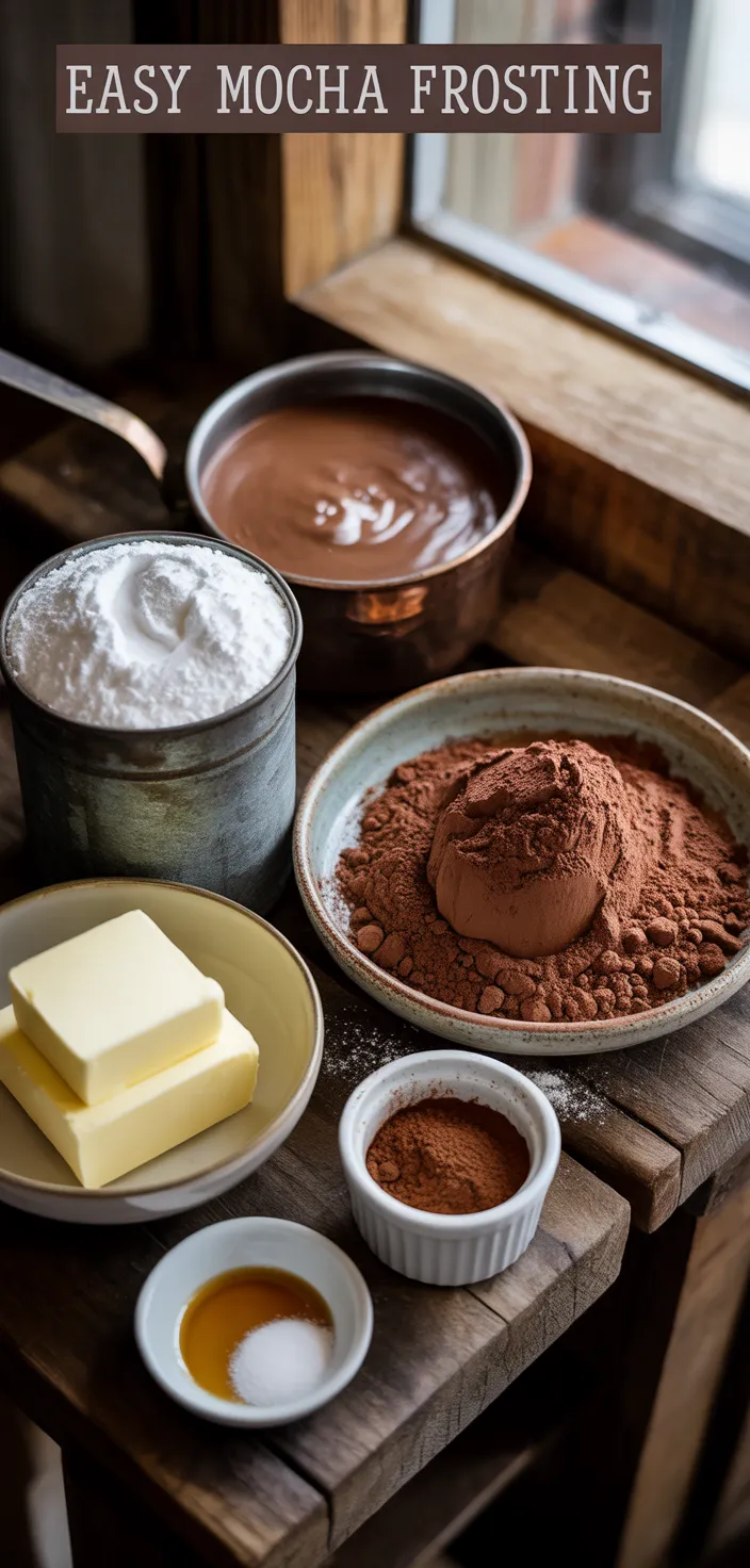 Ingredients photo for Easy Mocha Frosting Recipe