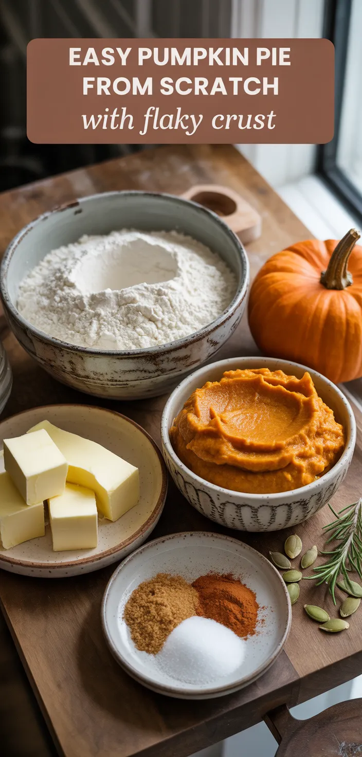 Ingredients photo for Easy Pumpkin Pie From Scratch With Flaky Crust Recipe