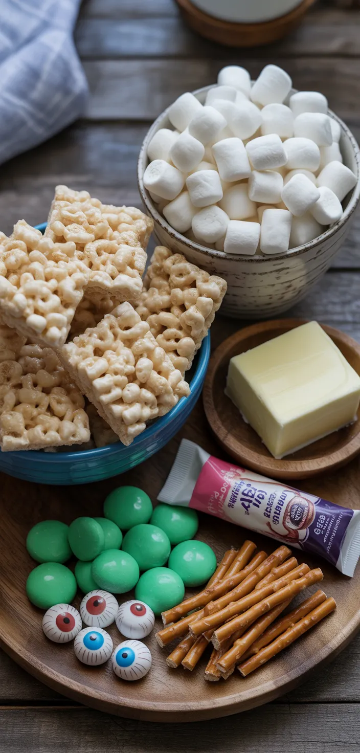 Ingredients photo for Frankenstein Rice Krispie Treats Recipe