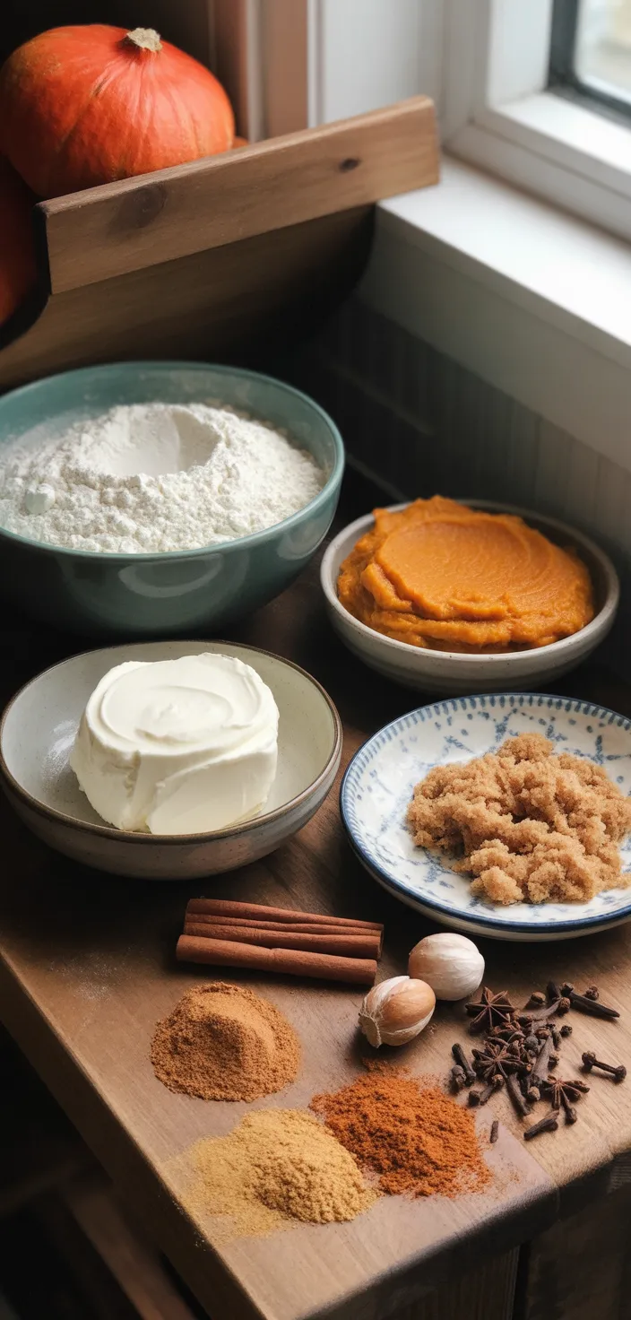 Ingredients photo for Healthy Pumpkin Cream Cheese Muffins Recipe