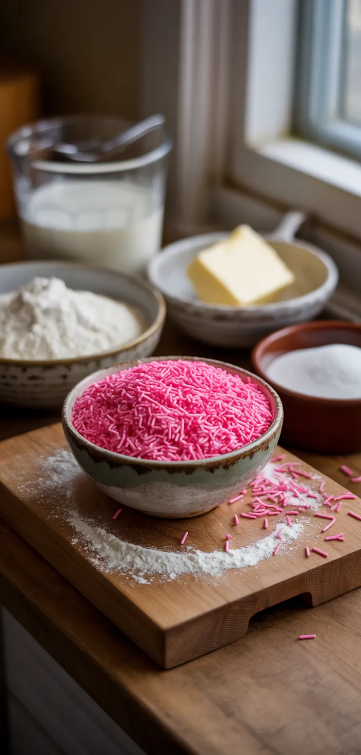 Ingredients photo for Sprinkle Heart Cupcakes Recipe