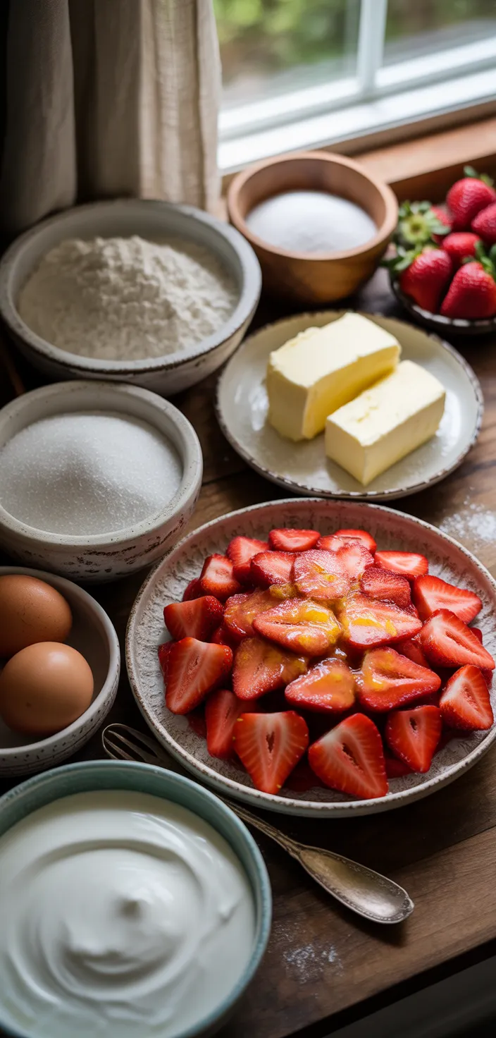 Ingredients photo for Strawberry Shortcake Cake Recipe