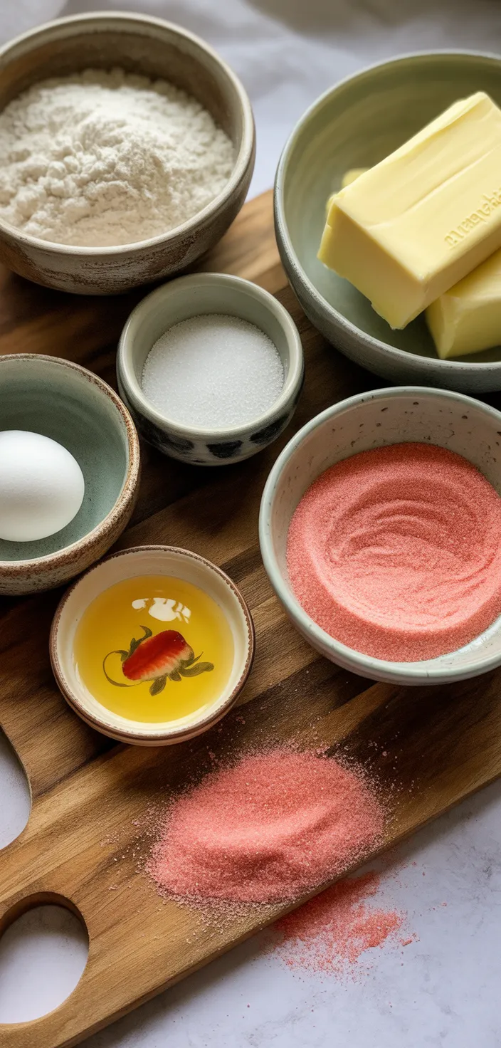 Ingredients photo for Strawberry Sugar Cookies With Sparkling Strawberry Sugar Recipe