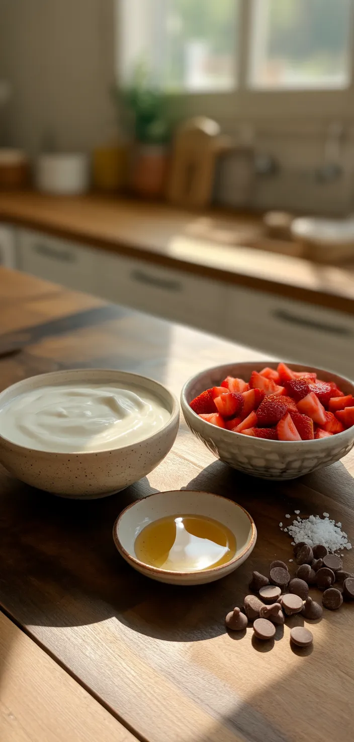 Ingredients photo for Viral TikTok Chocolate Strawberry Yogurt Bites Recipe