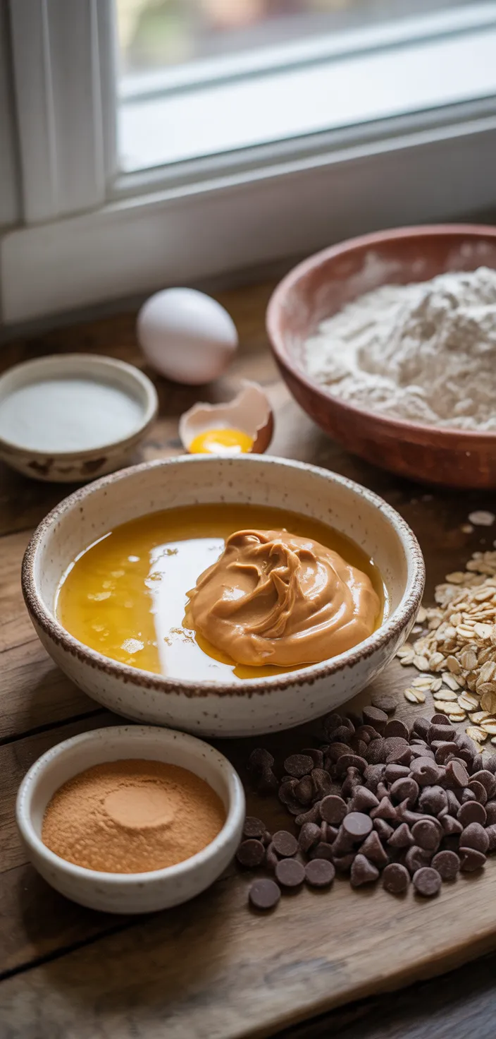 Ingredients photo for Chocolate Chip Peanut Butter Oatmeal Bars Recipe