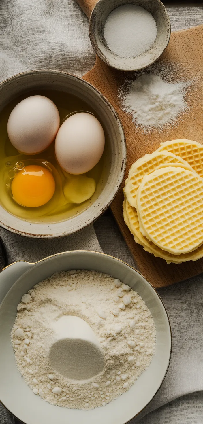 Ingredients photo for Classic Pizzelle Italian Waffle Cookies (Pizzelle Alla Vaniglia) Recipe