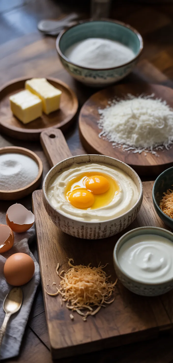 Ingredients photo for Coconut Custard Cake Recipe