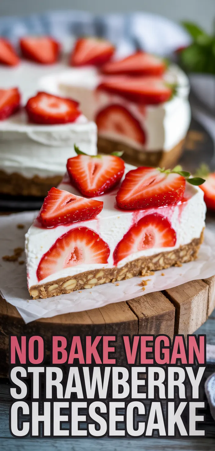 A photo of No Bake Vegan Strawberry Cheesecake Recipe