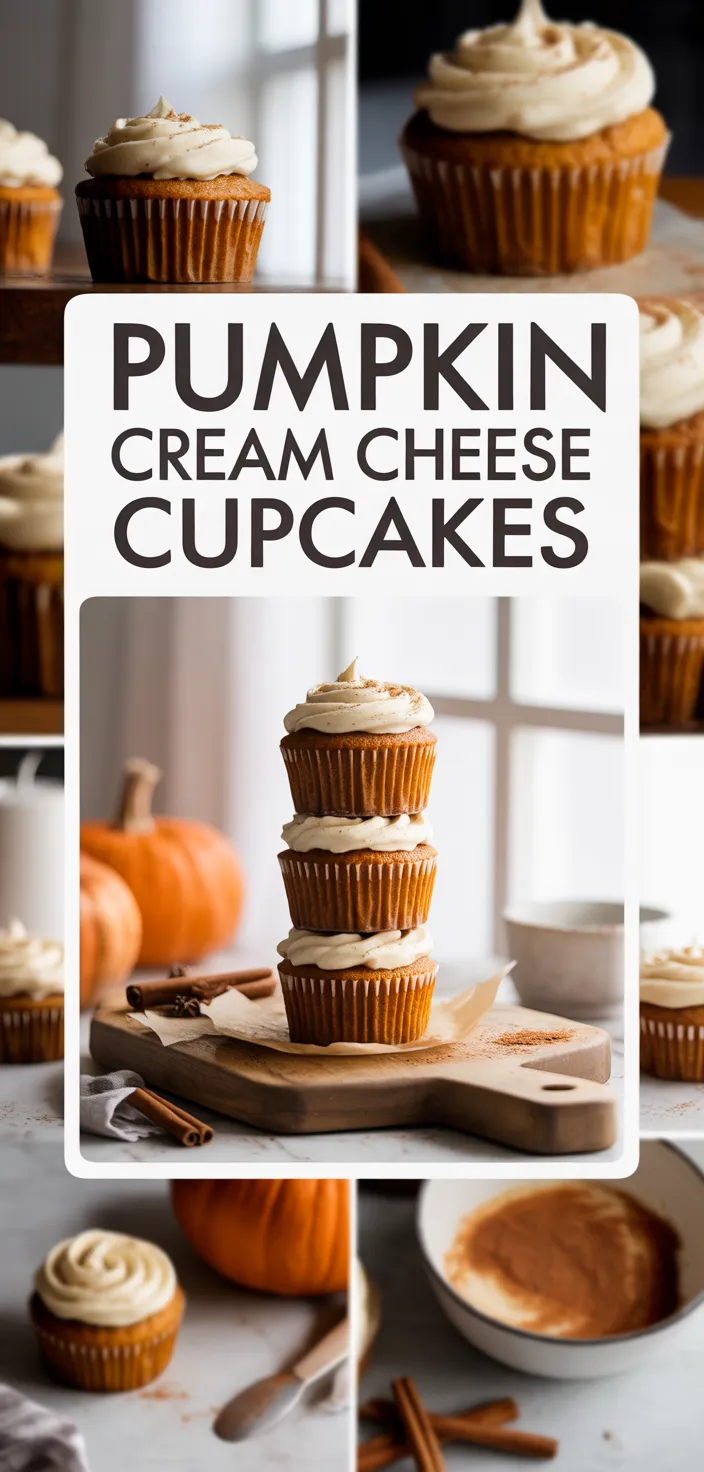 A photo of Pumpkin Cupcakes With Cinnamon Cream Cheese Frosting Recipe