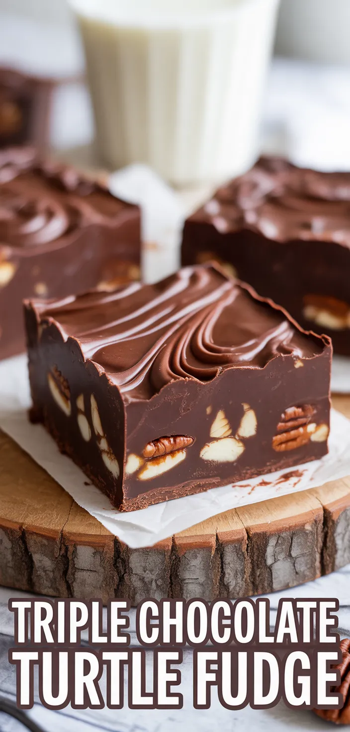 A photo of Triple Chocolate Turtle Fudge Recipe