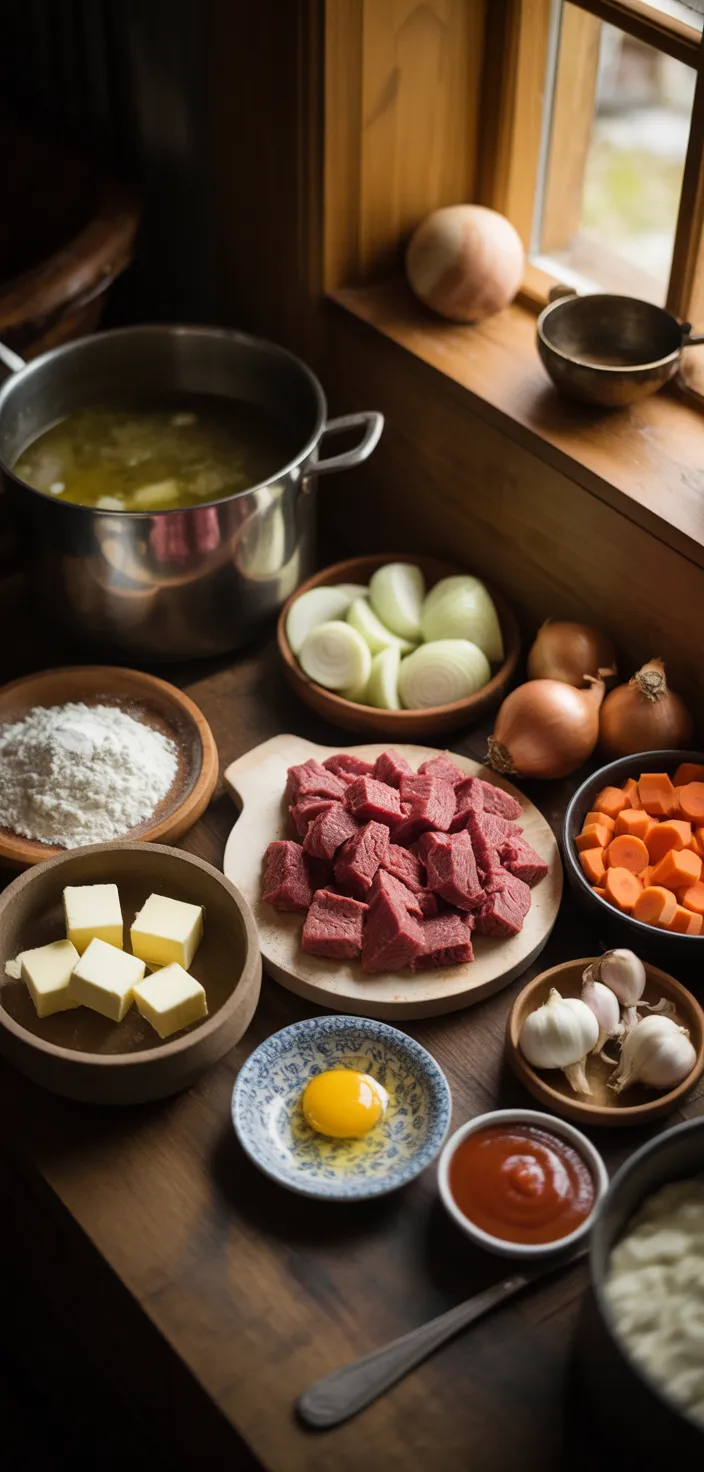 Ingredients photo for Corned Beef Pie – A Welsh Classic (new Recipe)