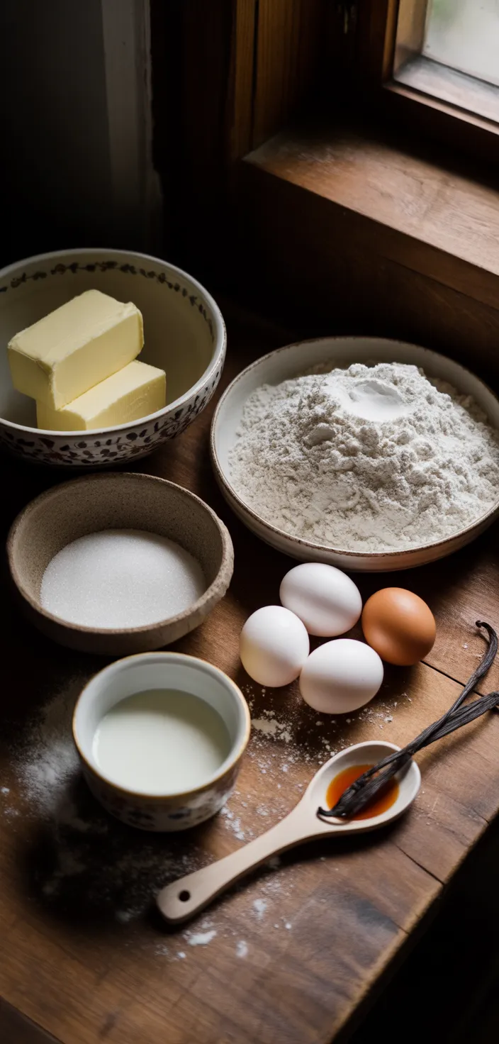 Ingredients photo for Easy Vanilla Pound Cake Recipe