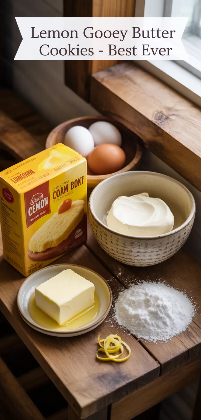 Ingredients photo for Lemon Gooey Butter Cookies – Best Ever Recipe