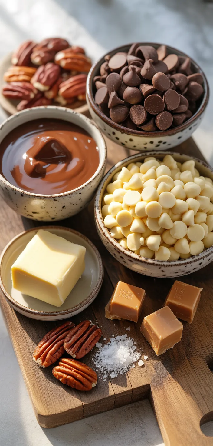 Ingredients photo for Triple Chocolate Turtle Fudge Recipe