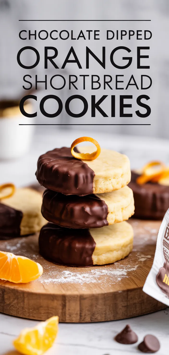 A photo of Chocolate Dipped Orange Shortbread Cookies Recipe