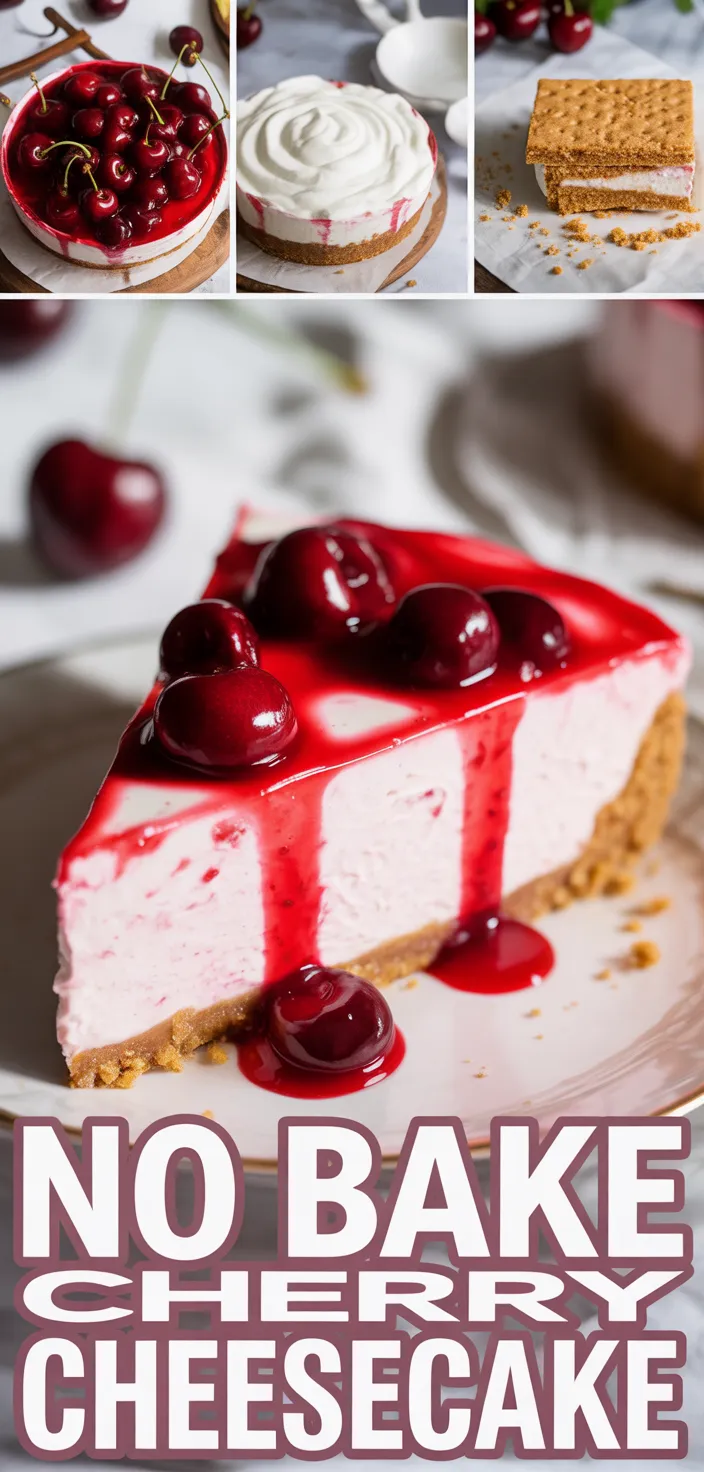 A photo of No Bake Cherry Cheesecake Recipe