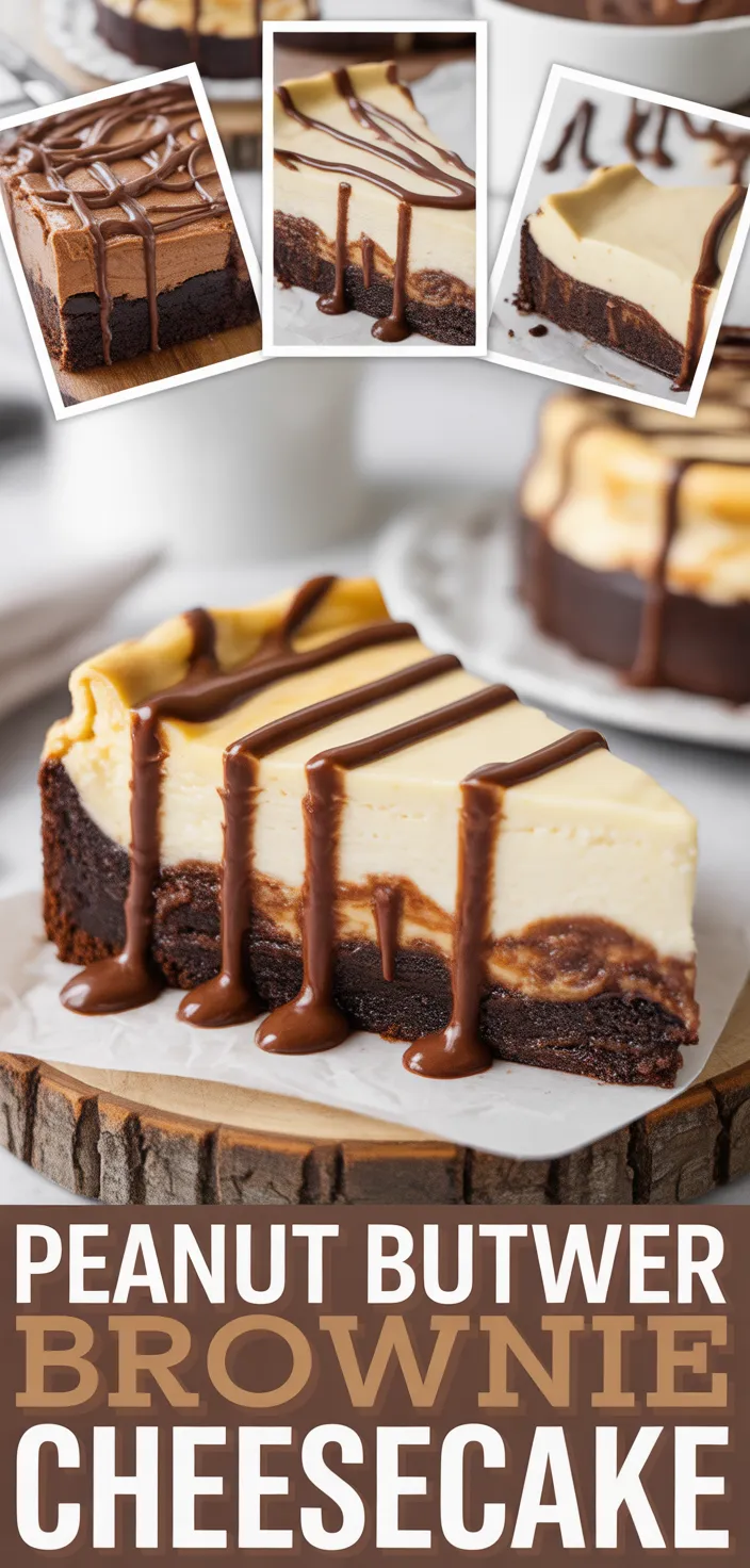 A photo of Peanut Butter Brownie Cheesecake Recipe