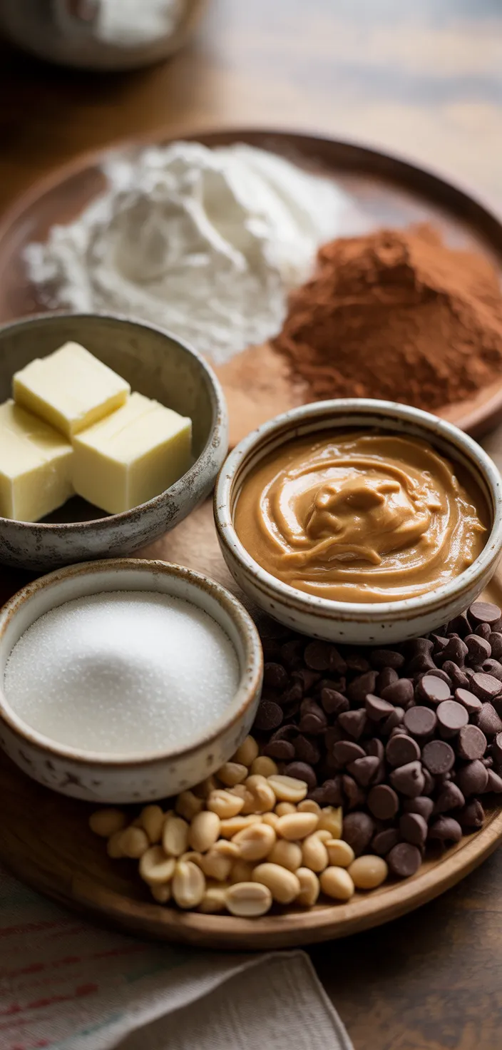 Ingredients photo for Peanut Butter Brownie Cheesecake Recipe