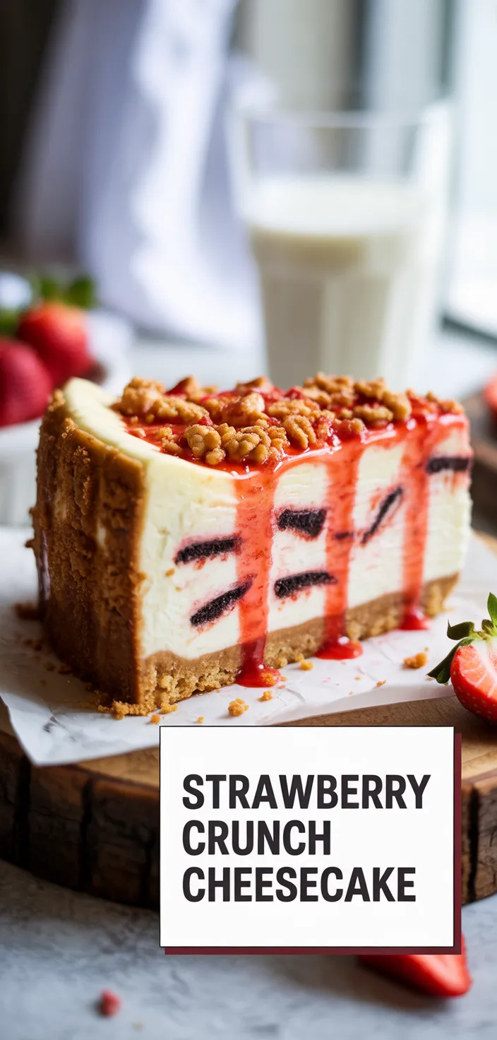 A photo of Strawberry Crunch Cheesecake Cake Recipe [Video]