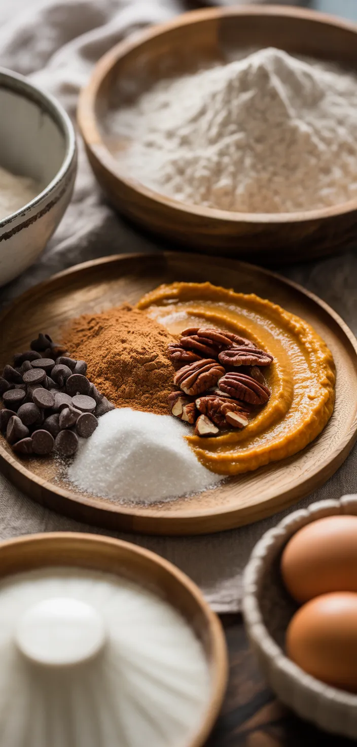 Ingredients photo for Delicious Pumpkin Chocolate Chip Bars Recipe