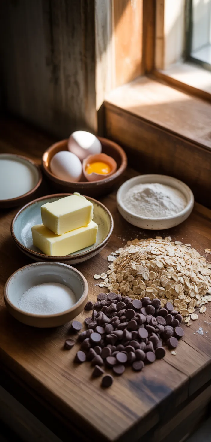 Ingredients photo for Soft Oatmeal Chocolate Chip Cookies Recipe