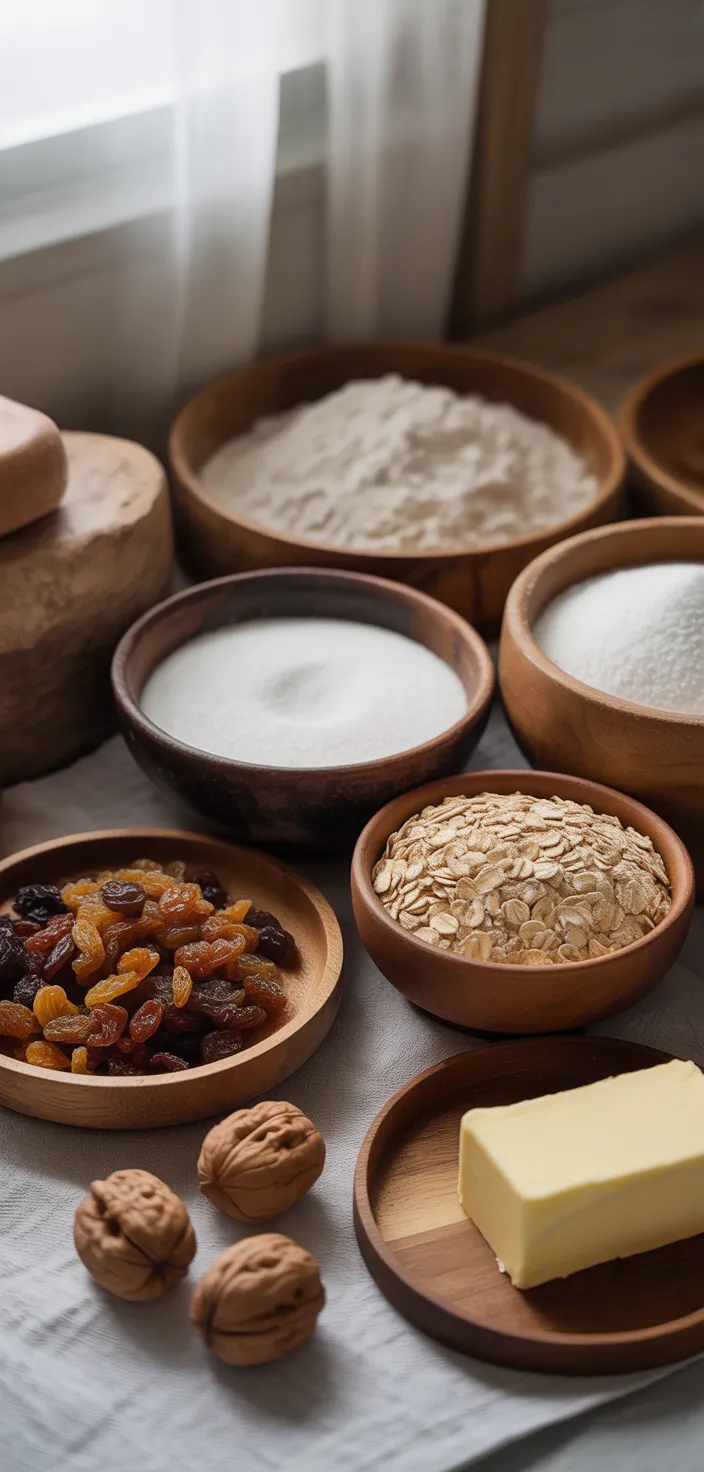 Ingredients photo for Soft Oatmeal Raisin Cookies Recipe