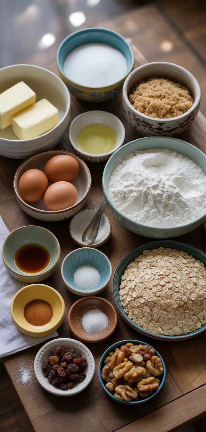 Ingredients photo for Old Fashioned Iced Oatmeal Cookies Recipe