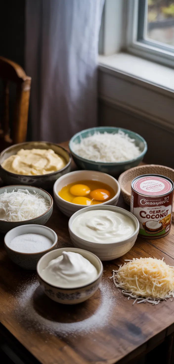 Ingredients photo for Coconut Cream Poke Cake Recipe