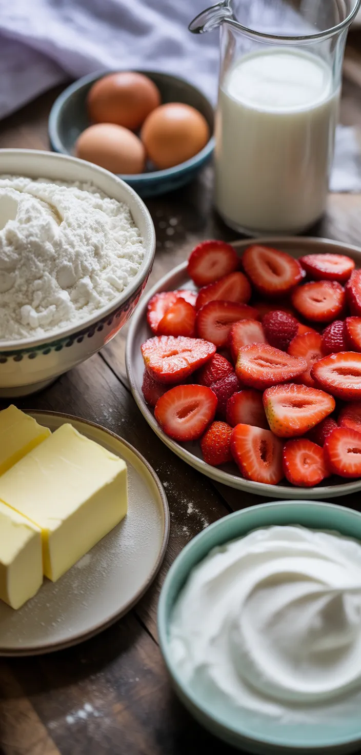 Ingredients photo for The Best Strawberry Shortcake Cake Recipe