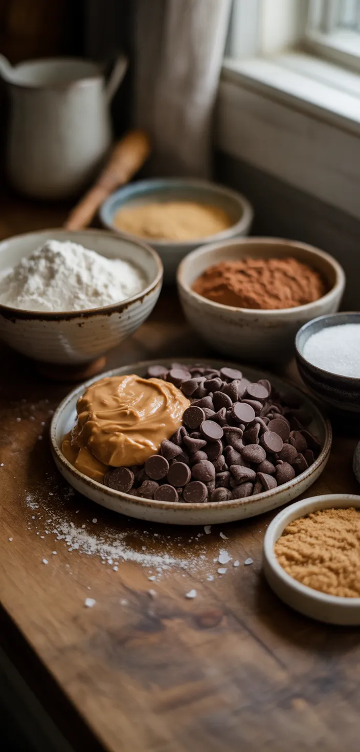 Ingredients photo for You Will Love These Easy Dark Chocolate Peanut Butter Chip Cookies Recipe