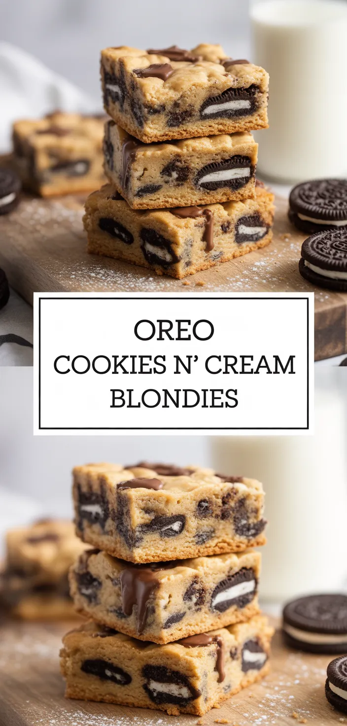 A photo of Oreo Cookies N' Cream Blondies Recipe
