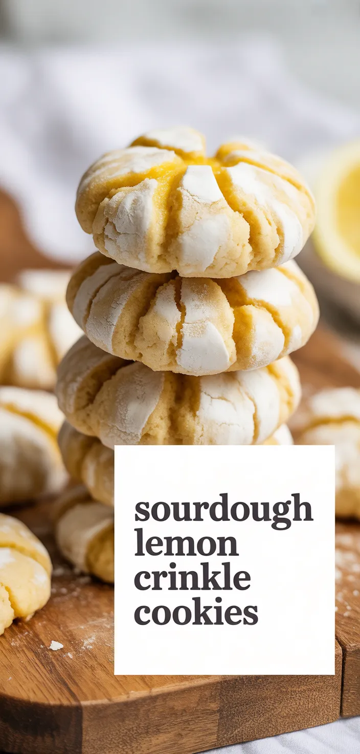 A photo of Sourdough Lemon Crinkle Cookies Recipe