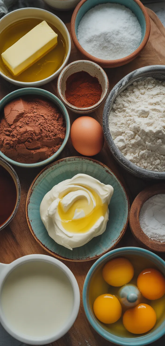 Ingredients photo for Red Velvet Cheesecake Brownies Recipe