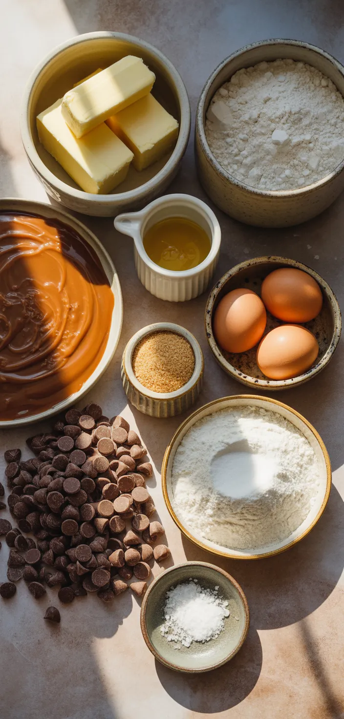 Ingredients photo for Salted Caramel Chocolate Sugar Cookie Bars Recipe