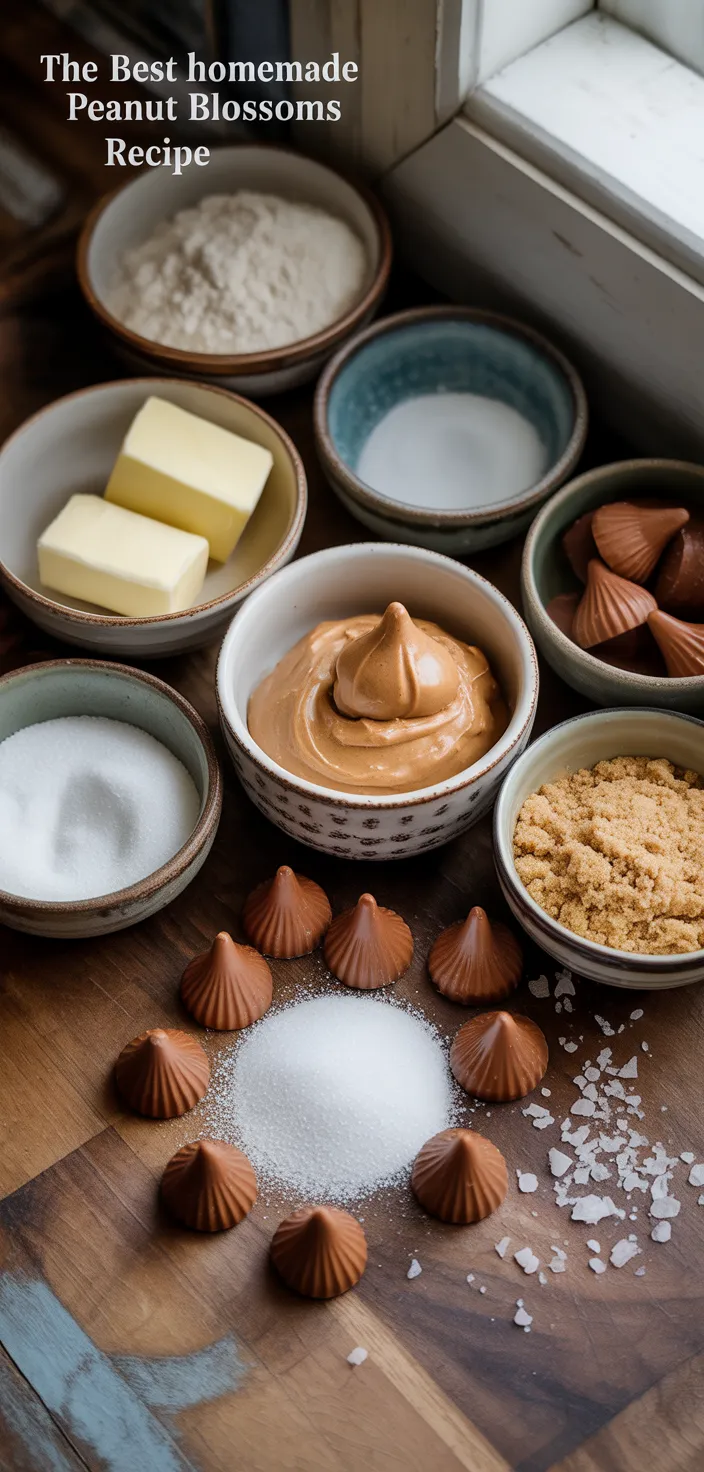 Ingredients photo for The BEST Homemade Peanut Butter Blossoms Recipe