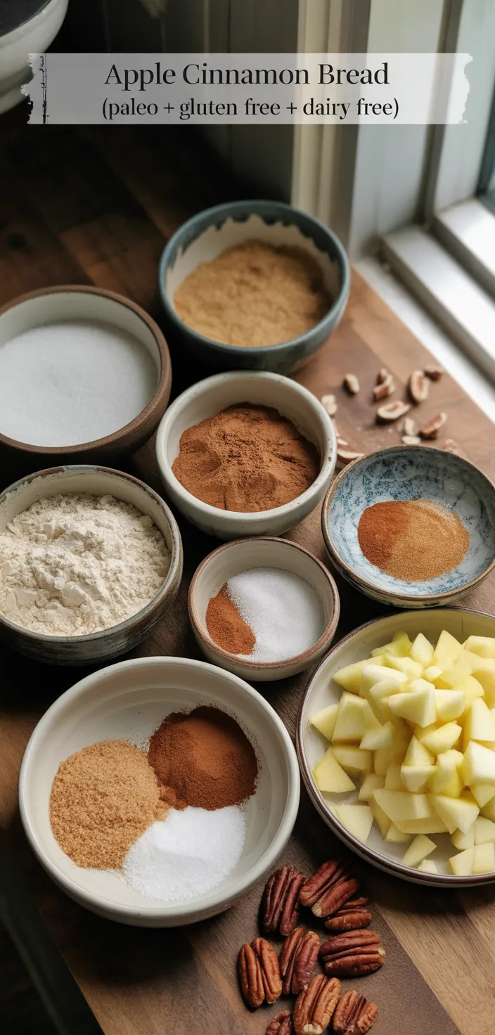 Ingredients photo for Apple Cinnamon Bread (Paleo + Gluten Free + Dairy Free) Recipe