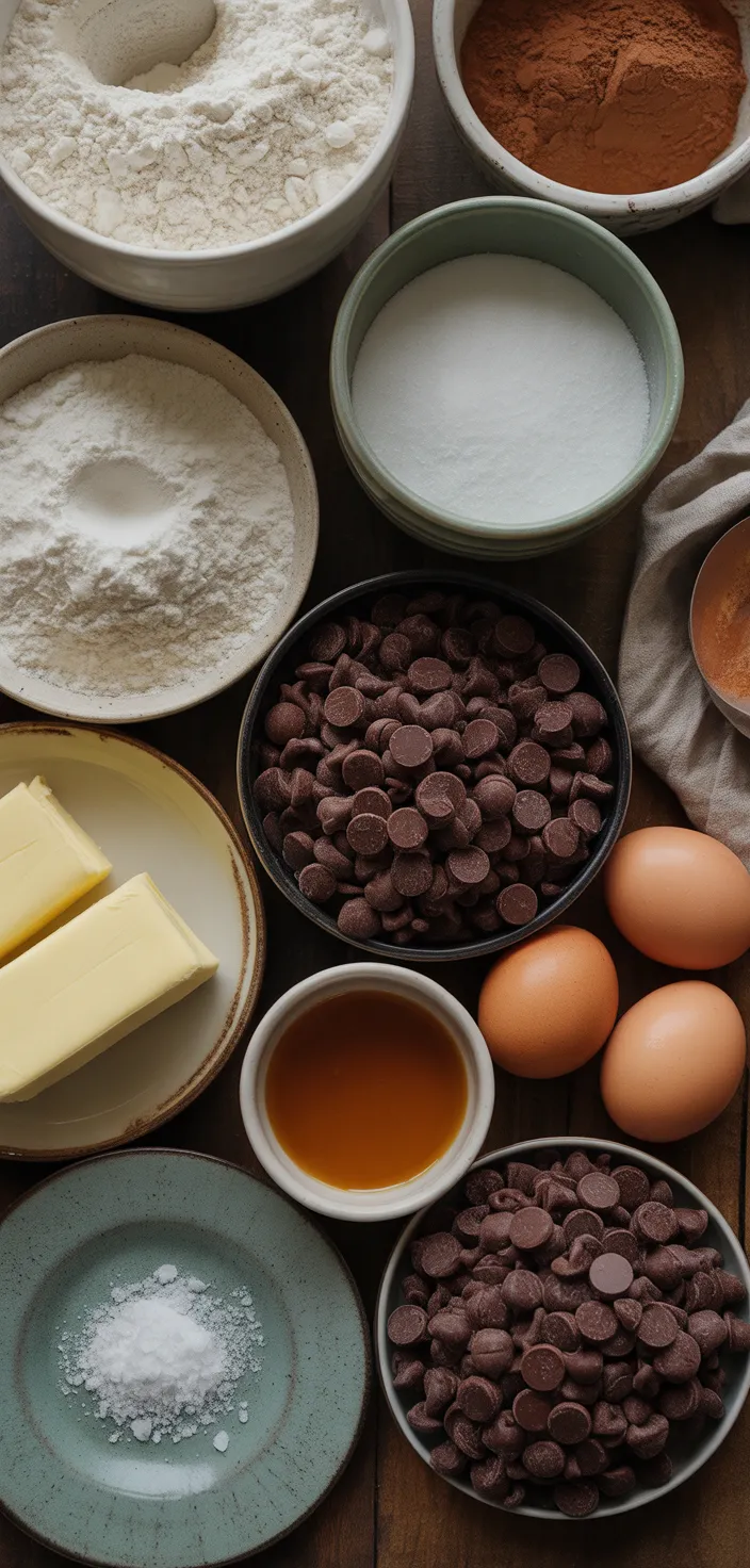Ingredients photo for Chocolate Lover's Double Chocolate Chip Cookies Recipe