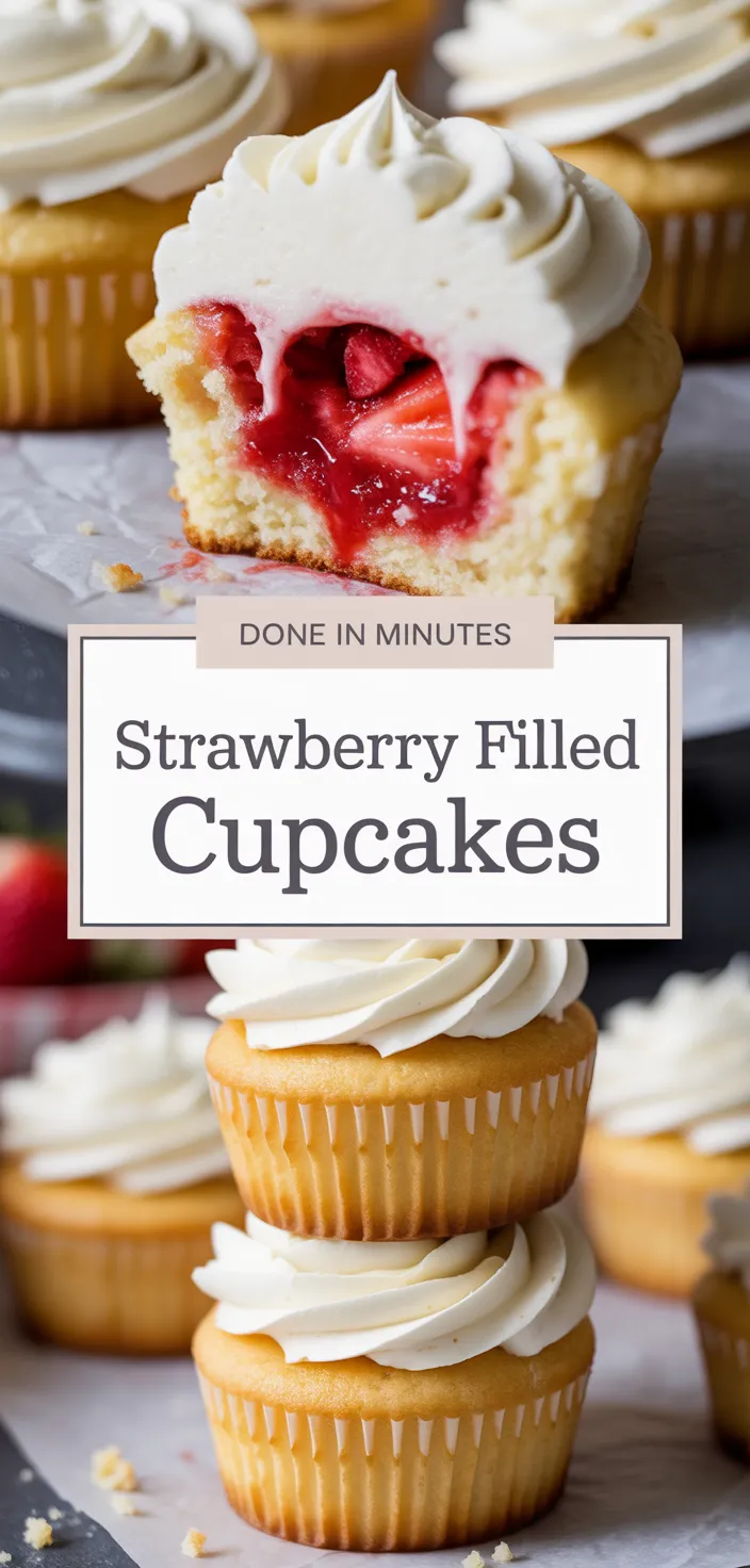 A photo of Strawberry Filled Cupcakes Recipe