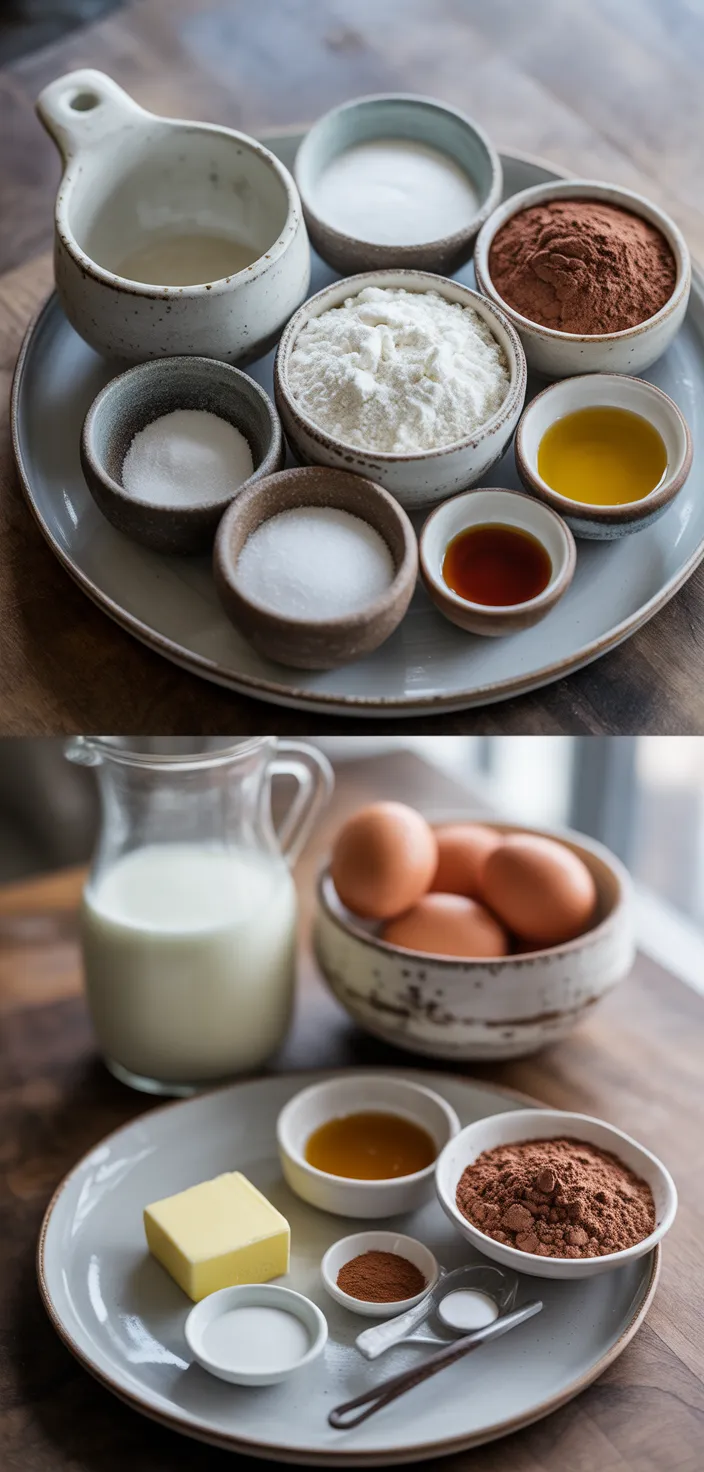 Ingredients photo for Glazed Fluffy Chocolate Donuts Recipe